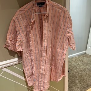 Salmon pink and blue ralph Lauren shirt
